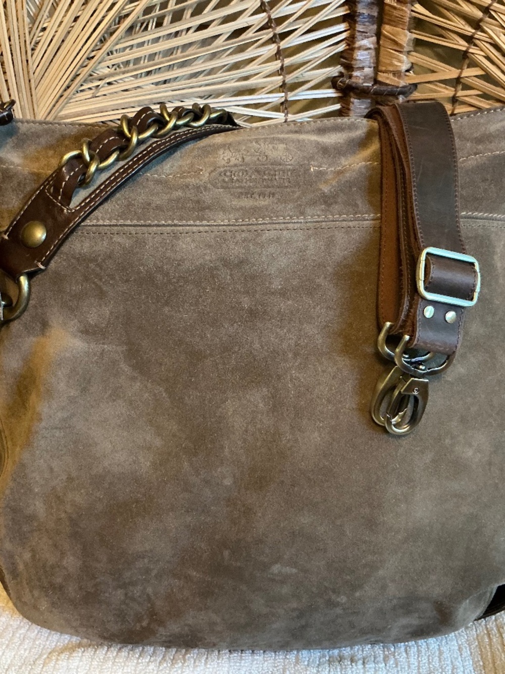 COACH Editorial XL Zoe Hobo in Finest Flint Suede E0873-12659 Y2K RARE